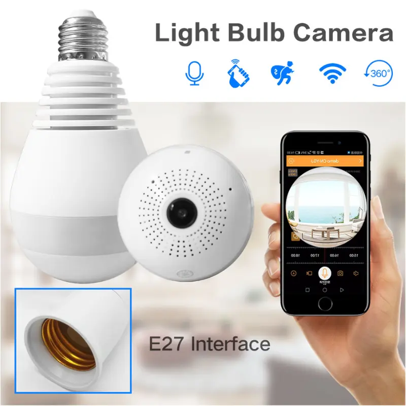 IP WIRELESS PANORAMIC BULB CAMERA 1080P HD 2MP